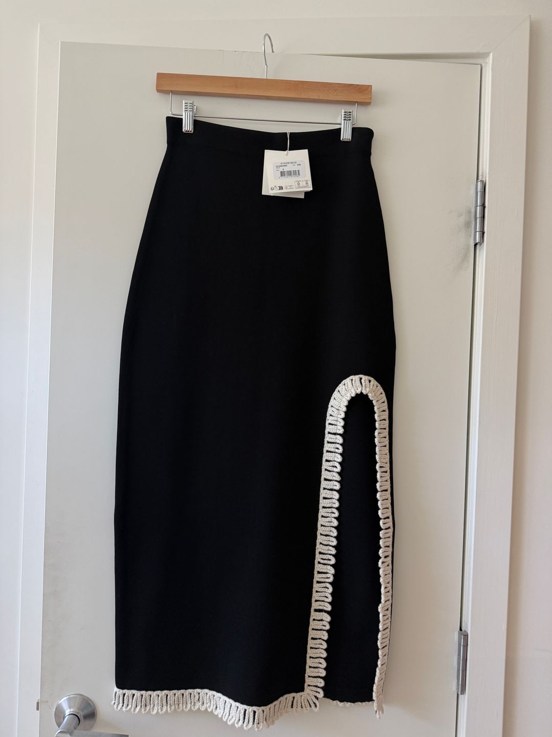 Gabie Side-Slit Braid-Trim Maxi Skirt
