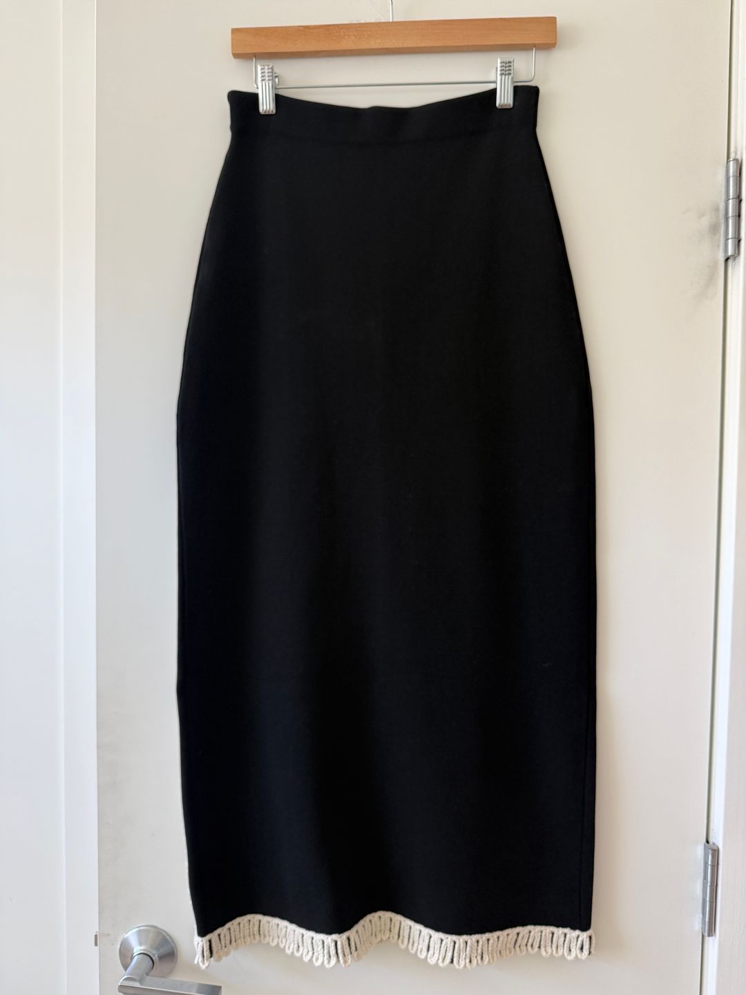 Gabie Side-Slit Braid-Trim Maxi Skirt