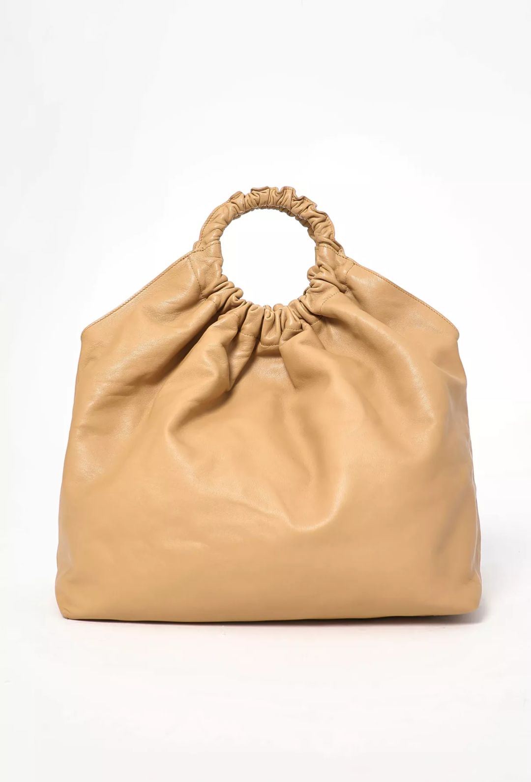 Yellow Double Circle Xl Leather Tote Bag