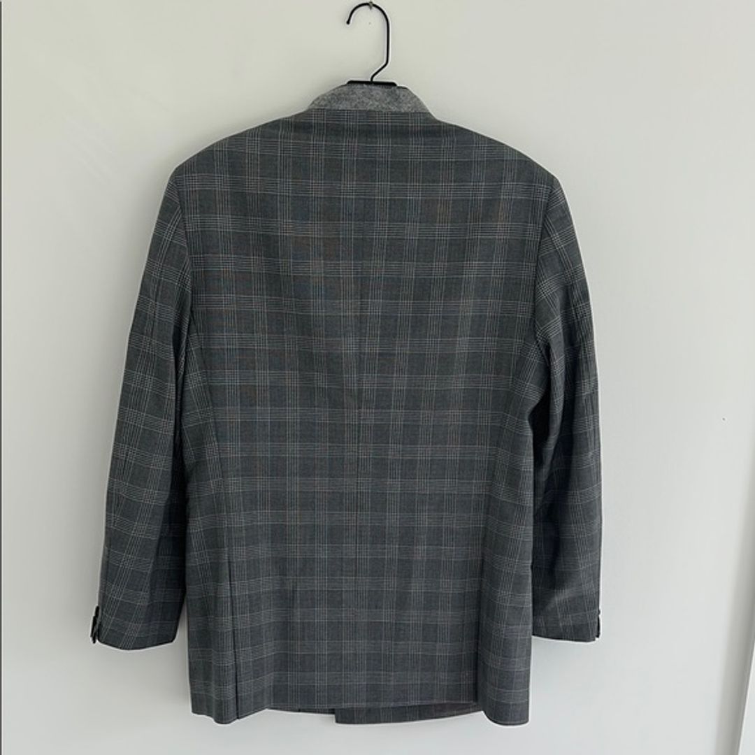 HommeGirls Checked Double-Breasted Gray Blazer