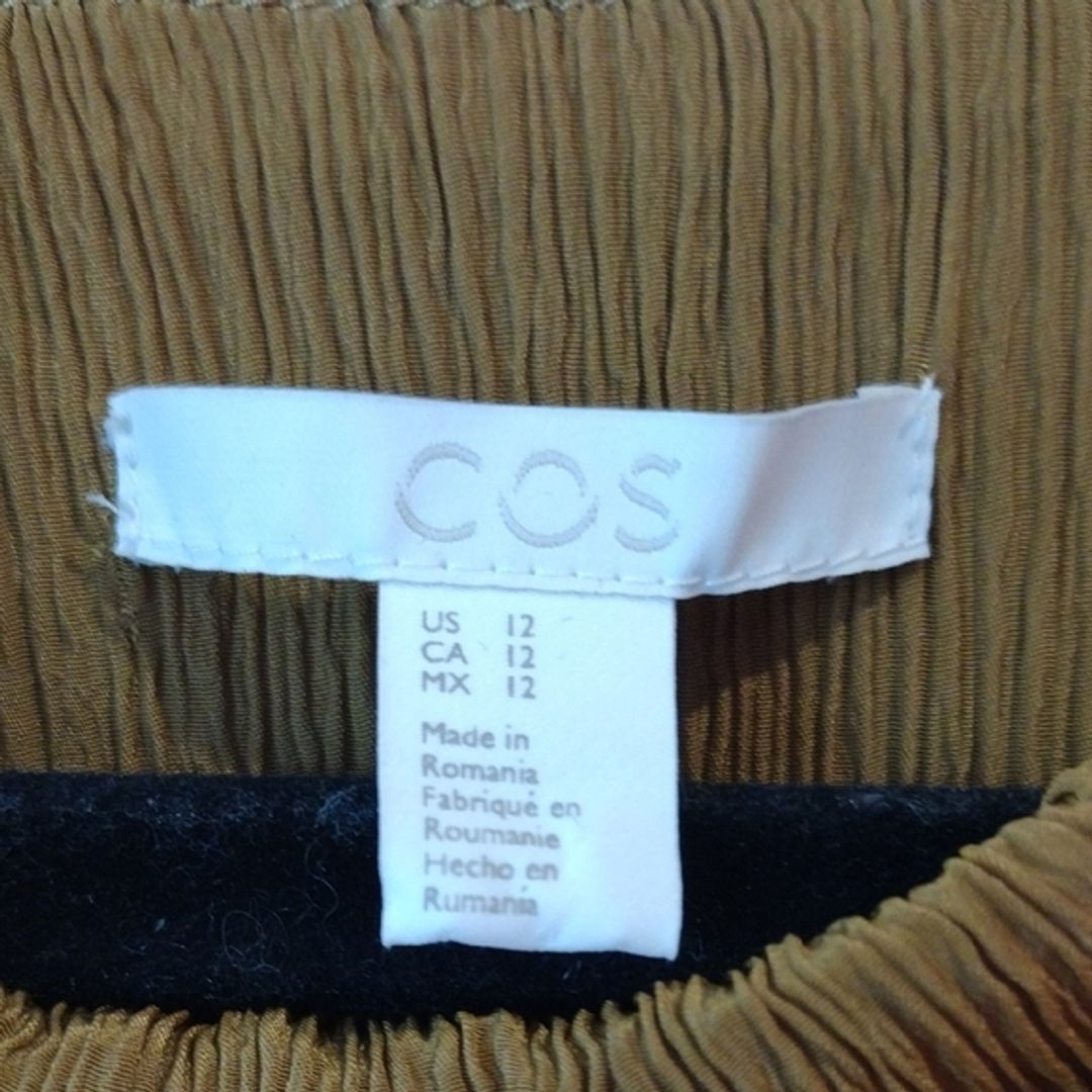 COS Cupro Silk Crinkle Top Brown Copper Twist Back Sleeveless Blouse