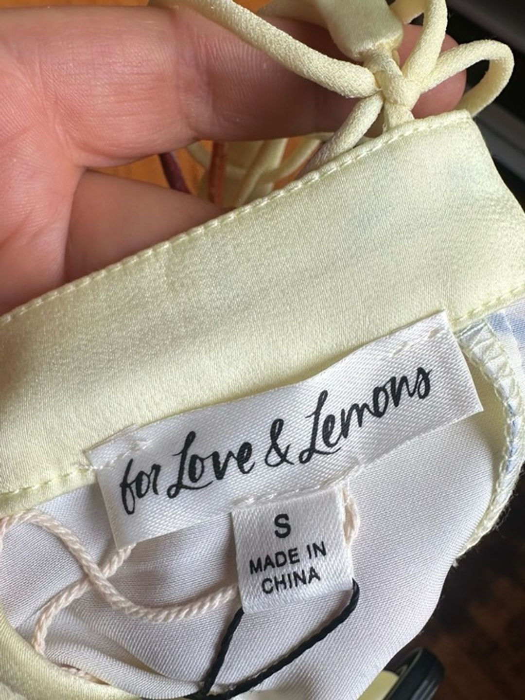 NWT For Love & Lemons Ciao Yellow Printed Sweetheart Mini Dress