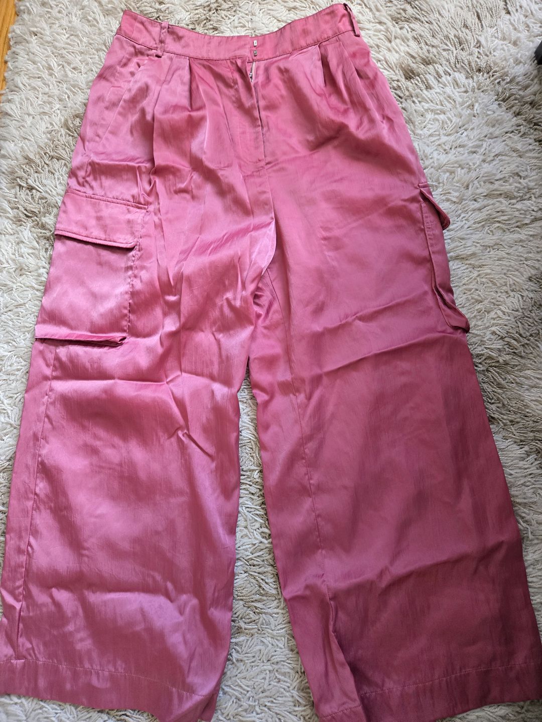 Shiny Nylon Pleated Stella Cargo Pant