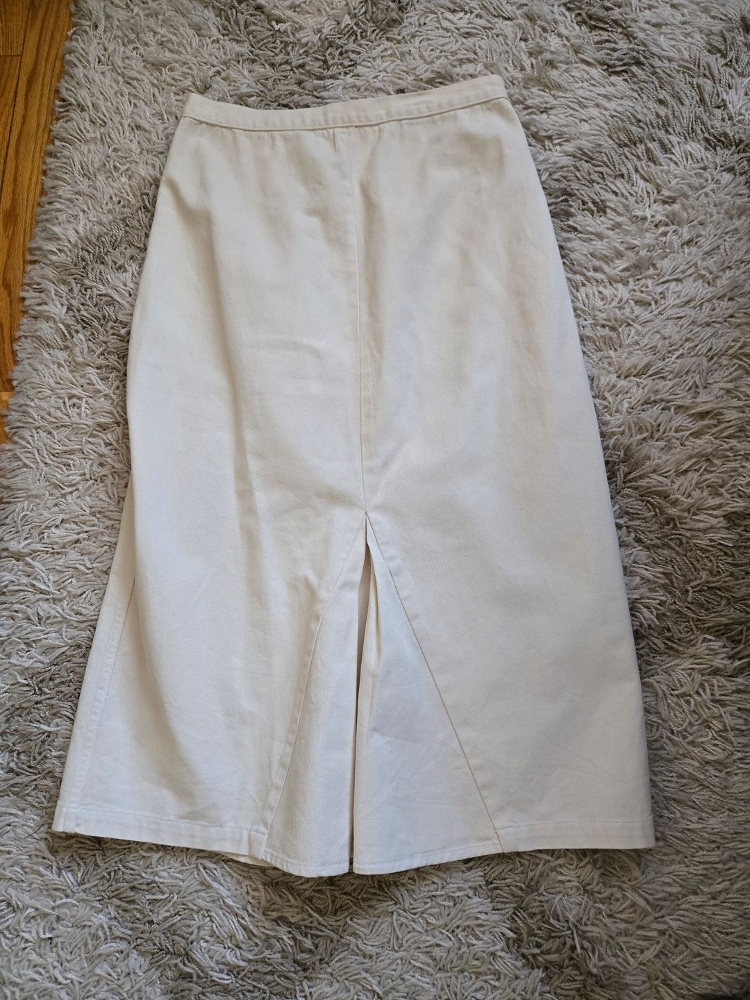 Denim Godet Midi Skirt