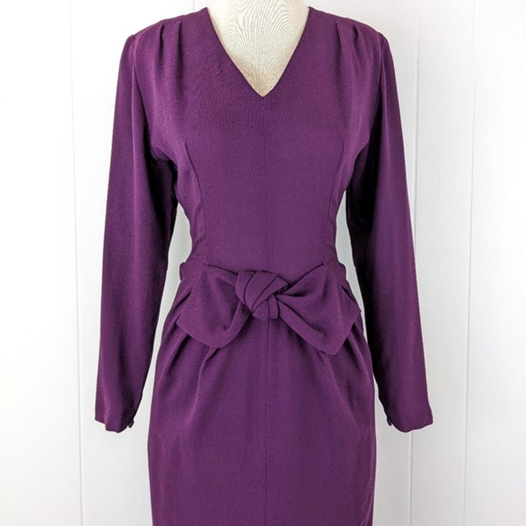 Guy Laroche Vintage 80's Sheath Dress with Bow Detail