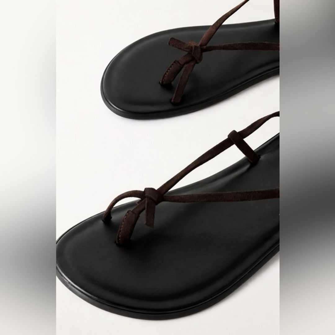 The Row Brown Knot Flat Suede Sandals