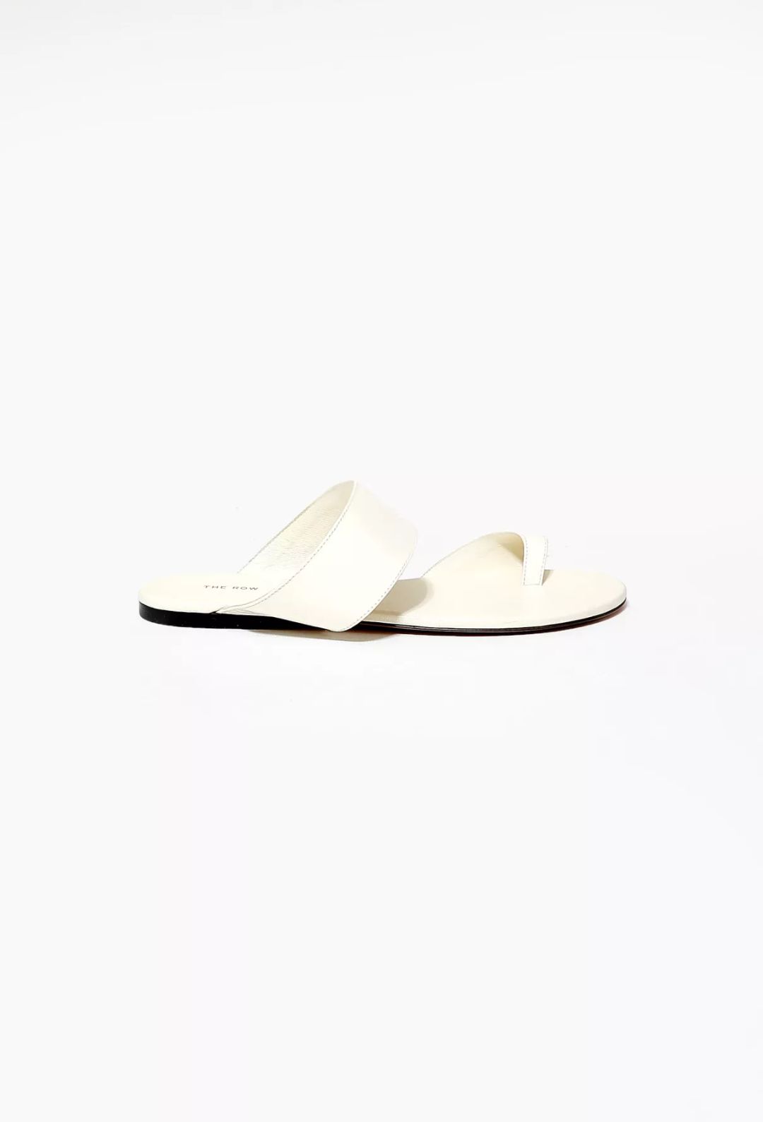 The Row Infradito Flat Leather Toe-strap Slide Sandals In Ivory