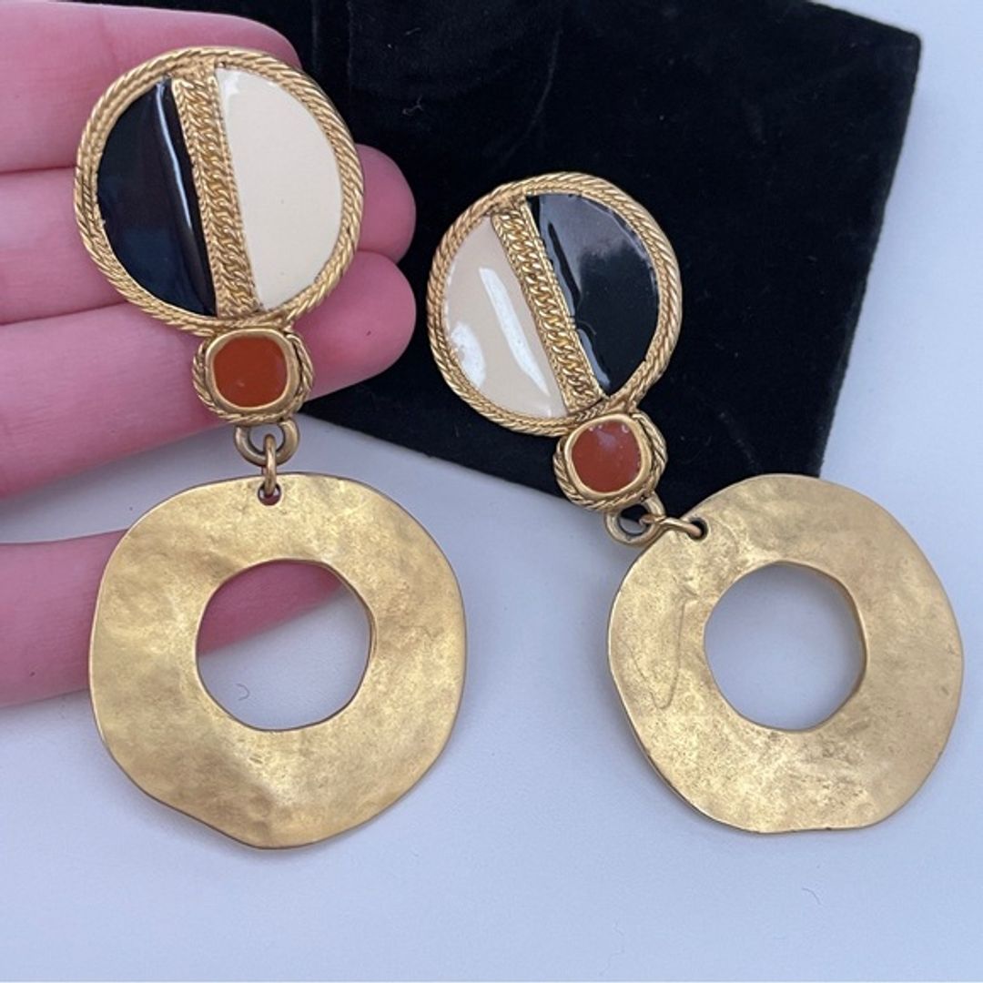 Vintage Gold and Black Earrings