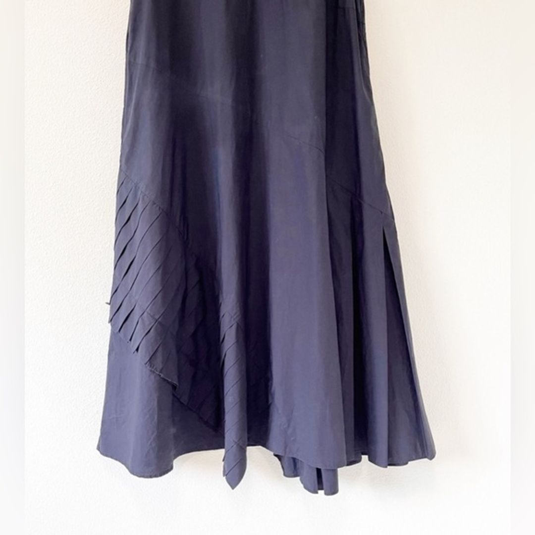 COS A-Line Maxi Dress with Pleated Ruffle Drape in Black or Slate Color
