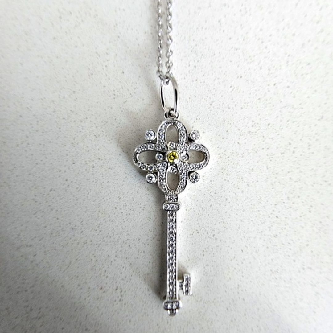Tiffany & Co. Platinum Victoria Key Pendant Necklace with Diamonds
