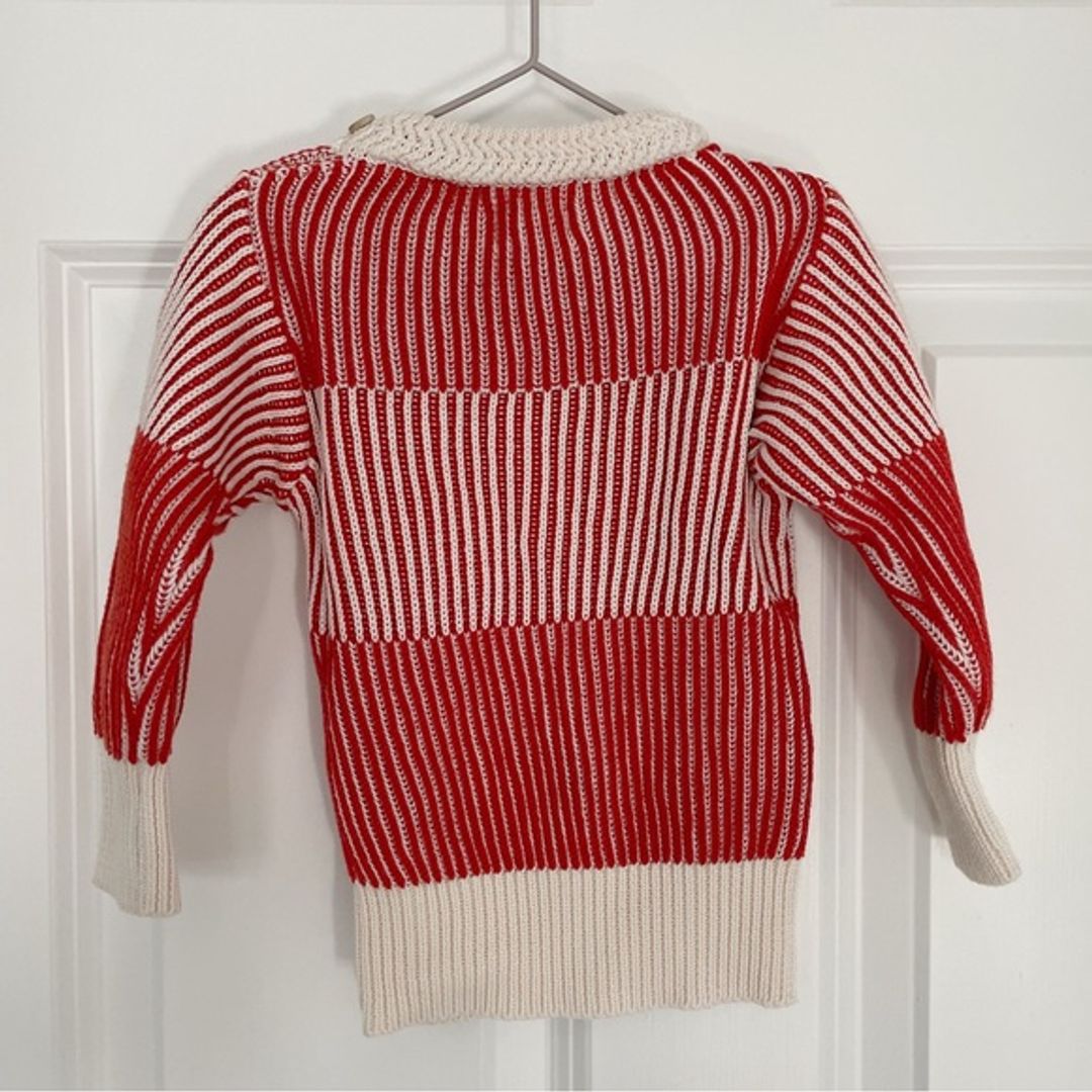 Vince Fin & Vince Red/White Cotton Ribbed Sweater