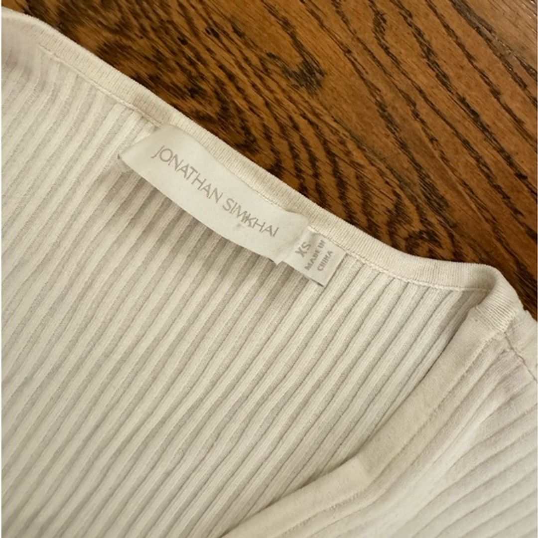 Simkhai Jonathan V-Neck Long Sleeve Ribbed Wrap Top