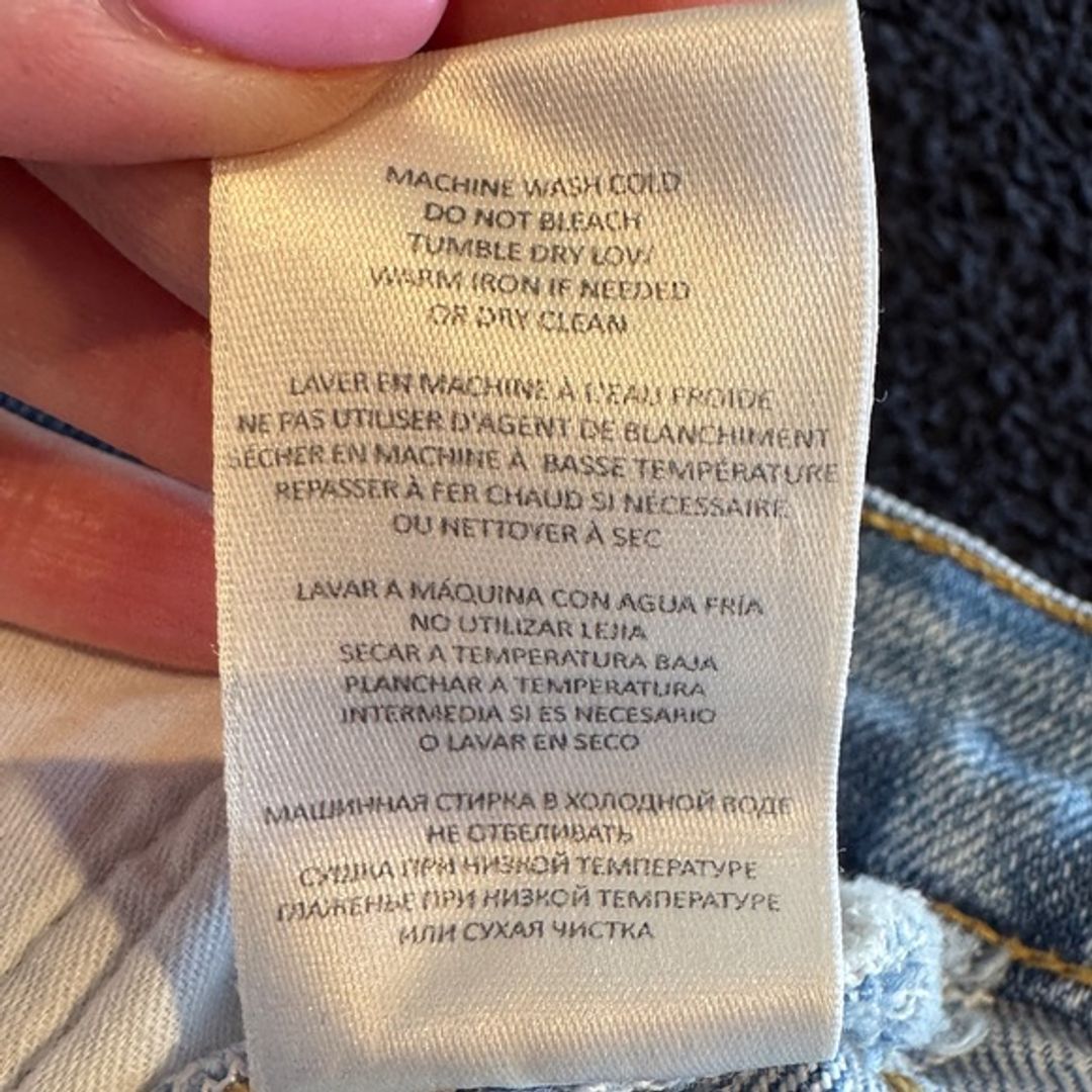 Re/Done Light Blue Straight Jeans with Contrast Stitching