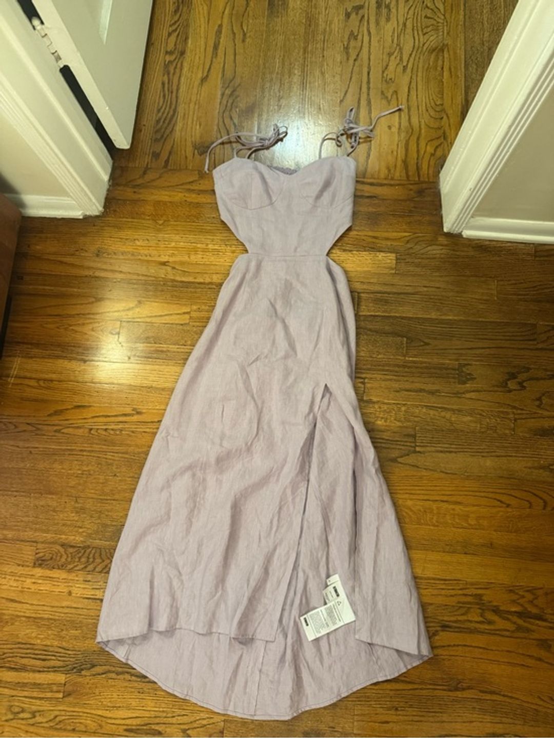 Reformation Alessa Linen Tie Shoulder Midi Dress