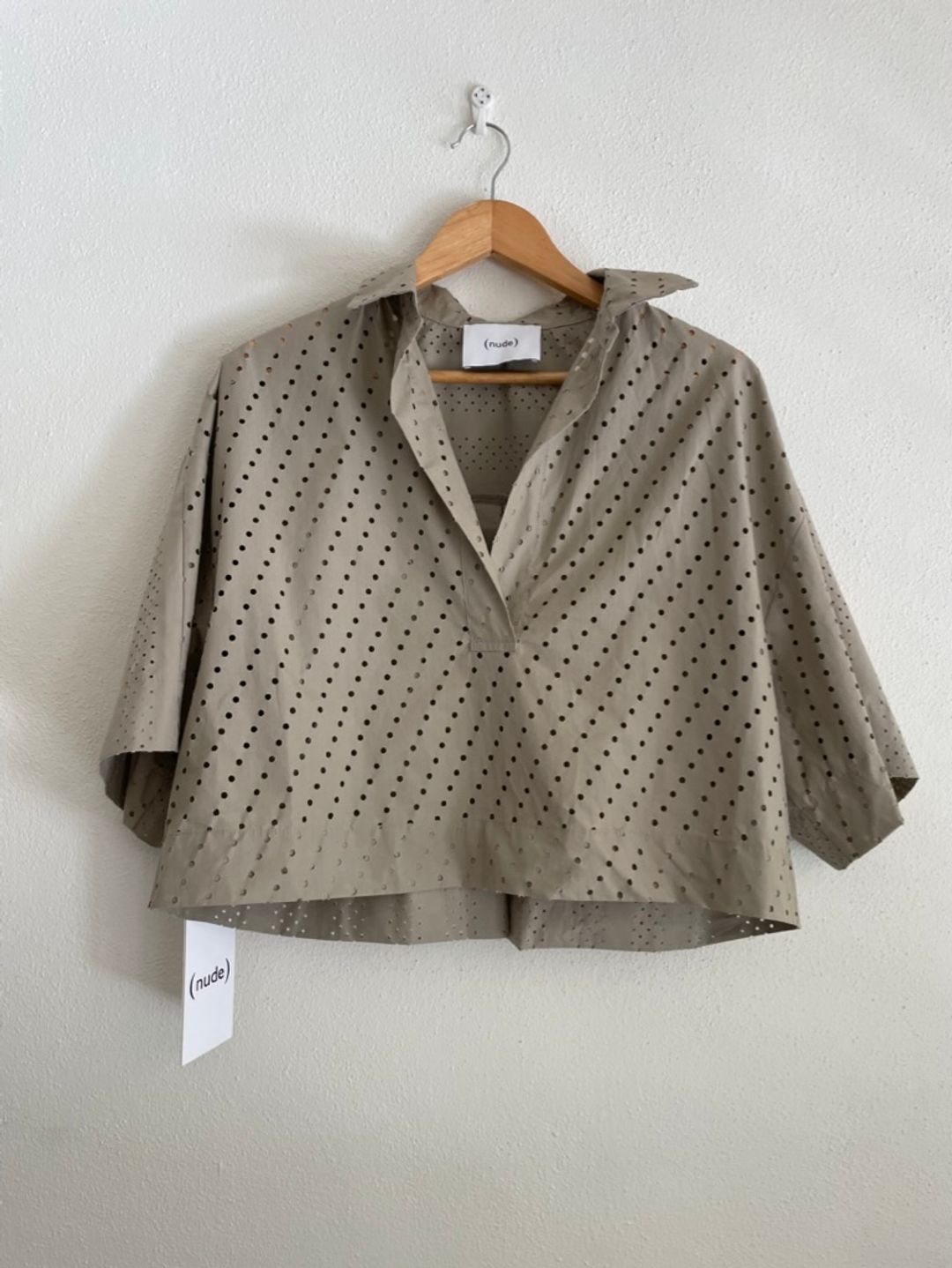 Beige perforated blouse