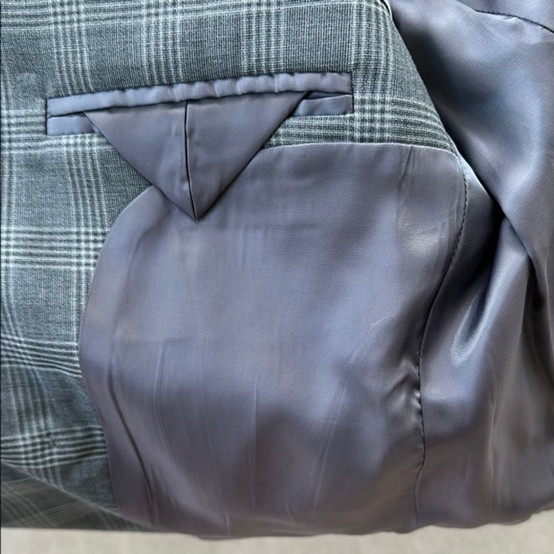 HommeGirls Checked Double-Breasted Gray Blazer