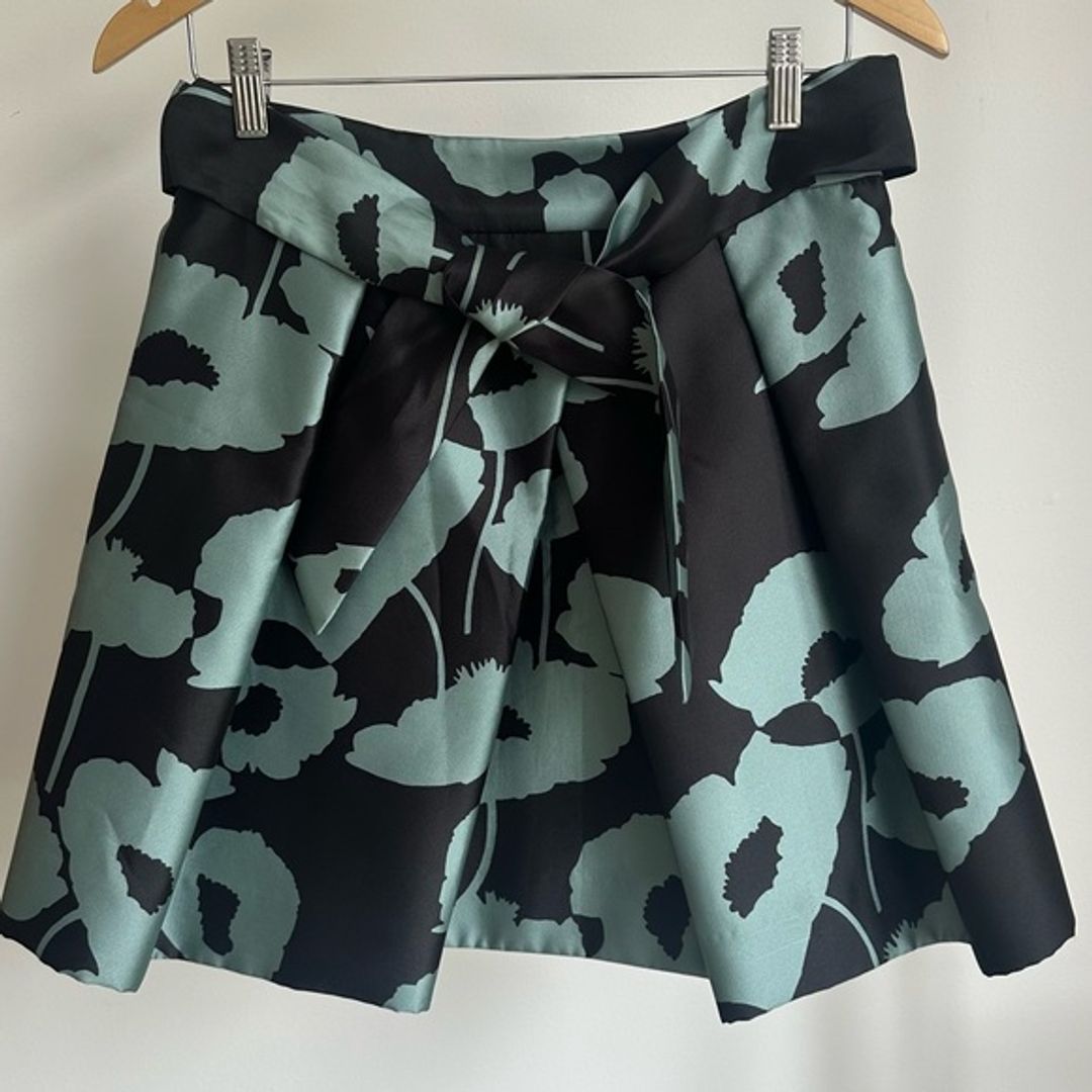 NWT Milly Agata Black and Teal Floral Skater Skirt