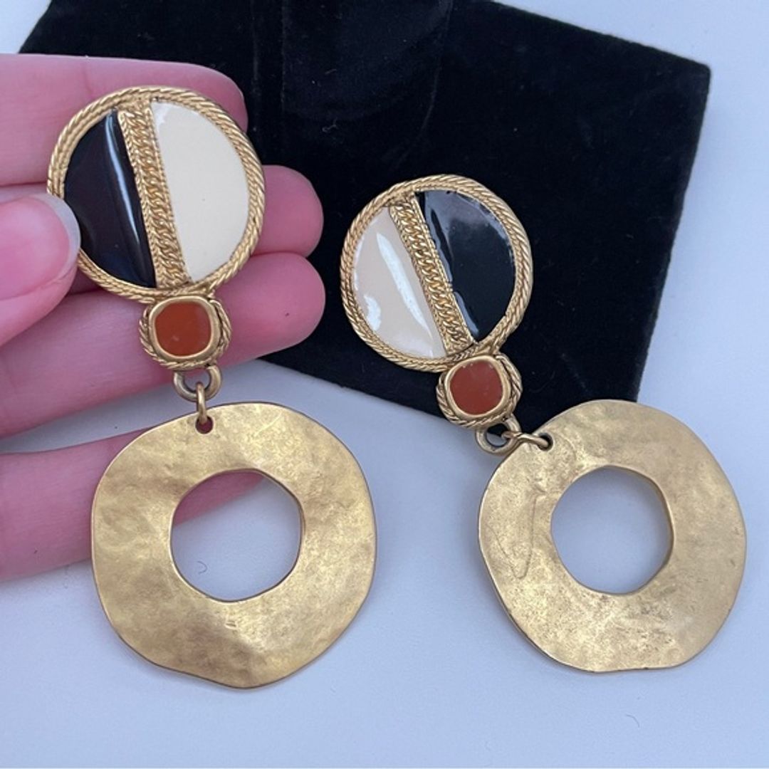Vintage Gold and Black Earrings