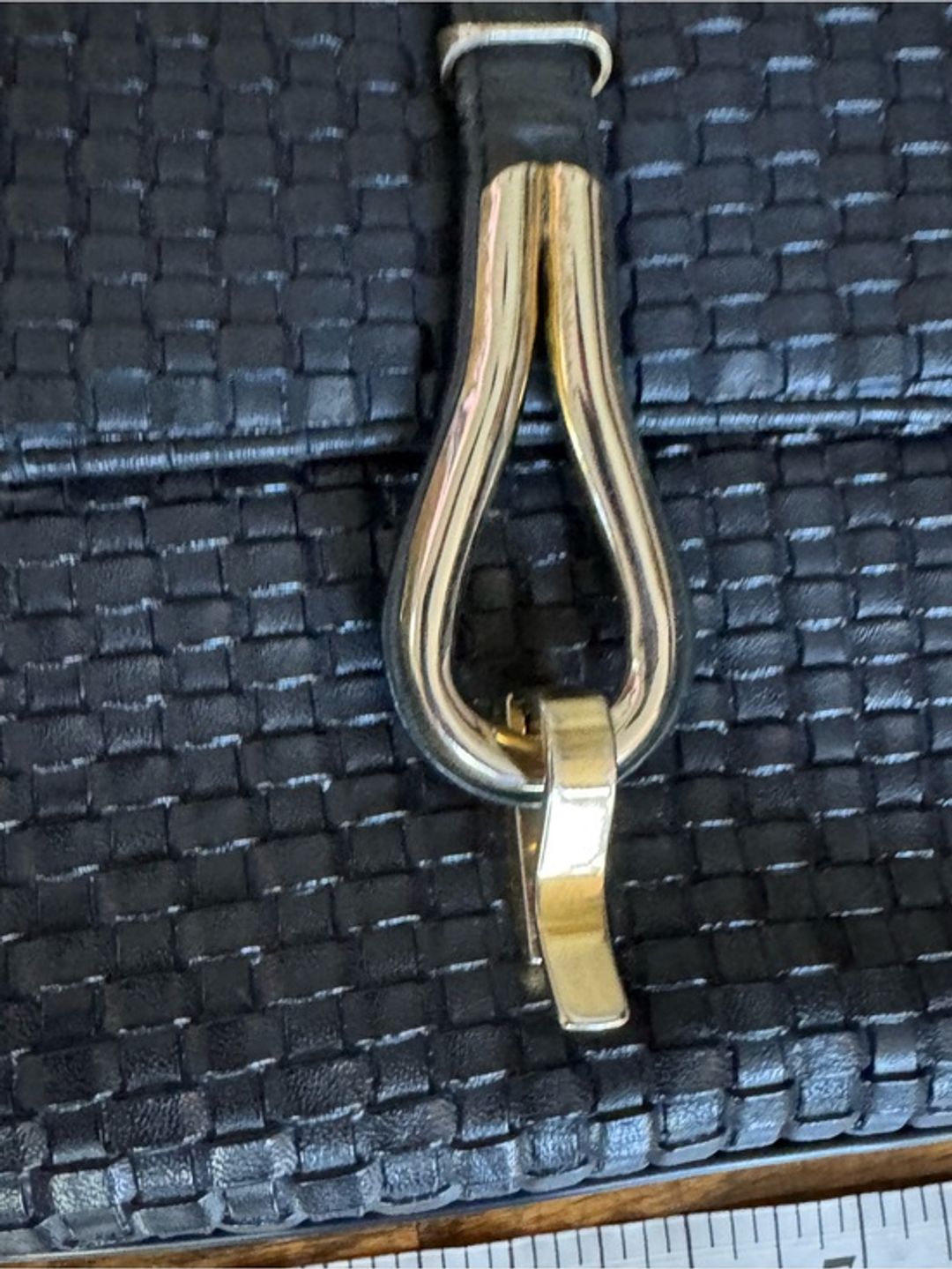Vintage Navy Woven Leather Crossbody / Shoulder Bag with Gold/Silver Hardware (One Size)