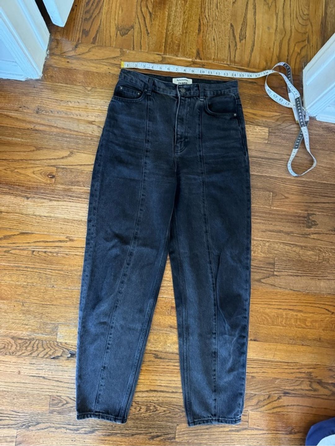 Reformation Kris Relaxed Jean Black Washed Front Seam Jeans