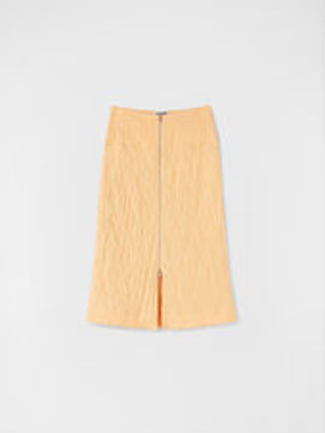 textured-finish zip-up midi skirt