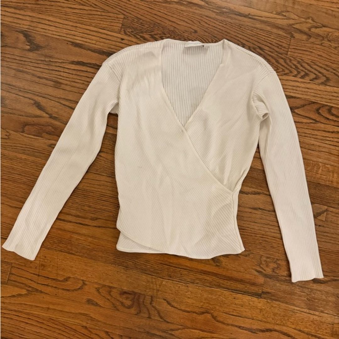 Simkhai Jonathan V-Neck Long Sleeve Ribbed Wrap Top