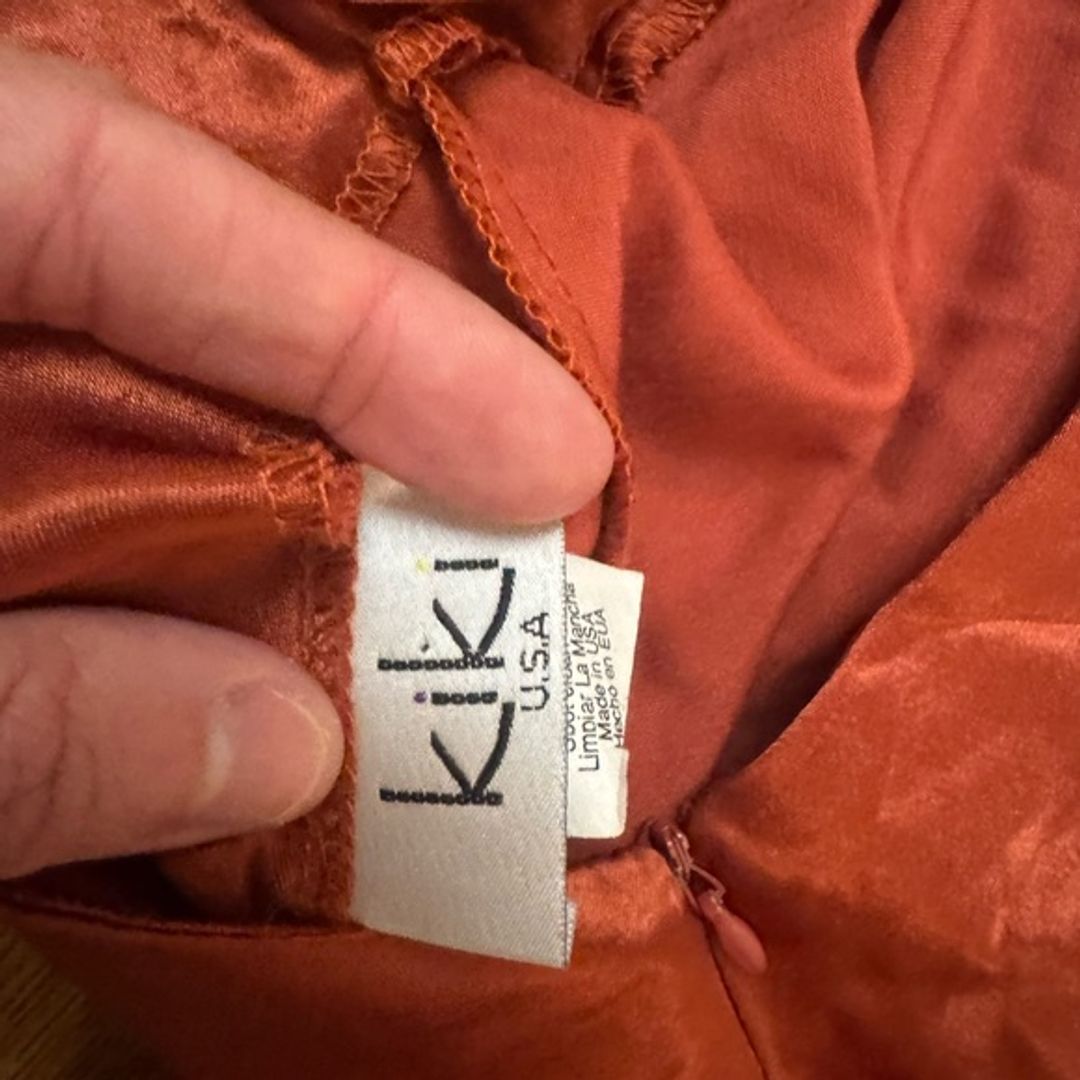 Vintage Kiki USA Rust Orange Satin Maxi Dress