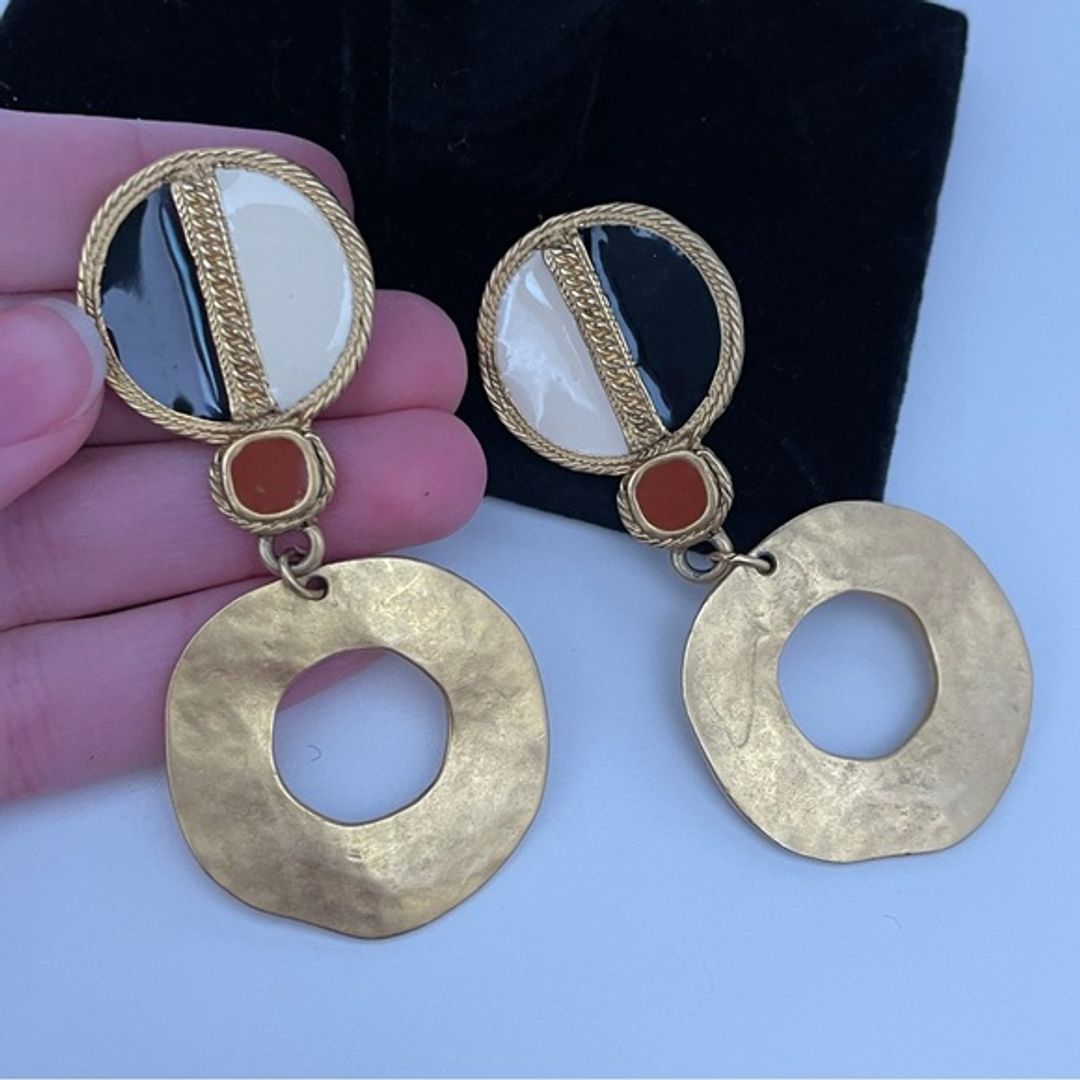 Vintage Gold and Black Earrings