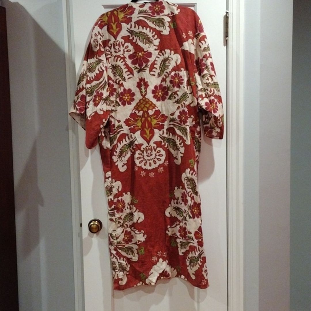 Zara Linen Blend Resort Set Printed Wide Leg Pants & Tunic Dress M/L Boho