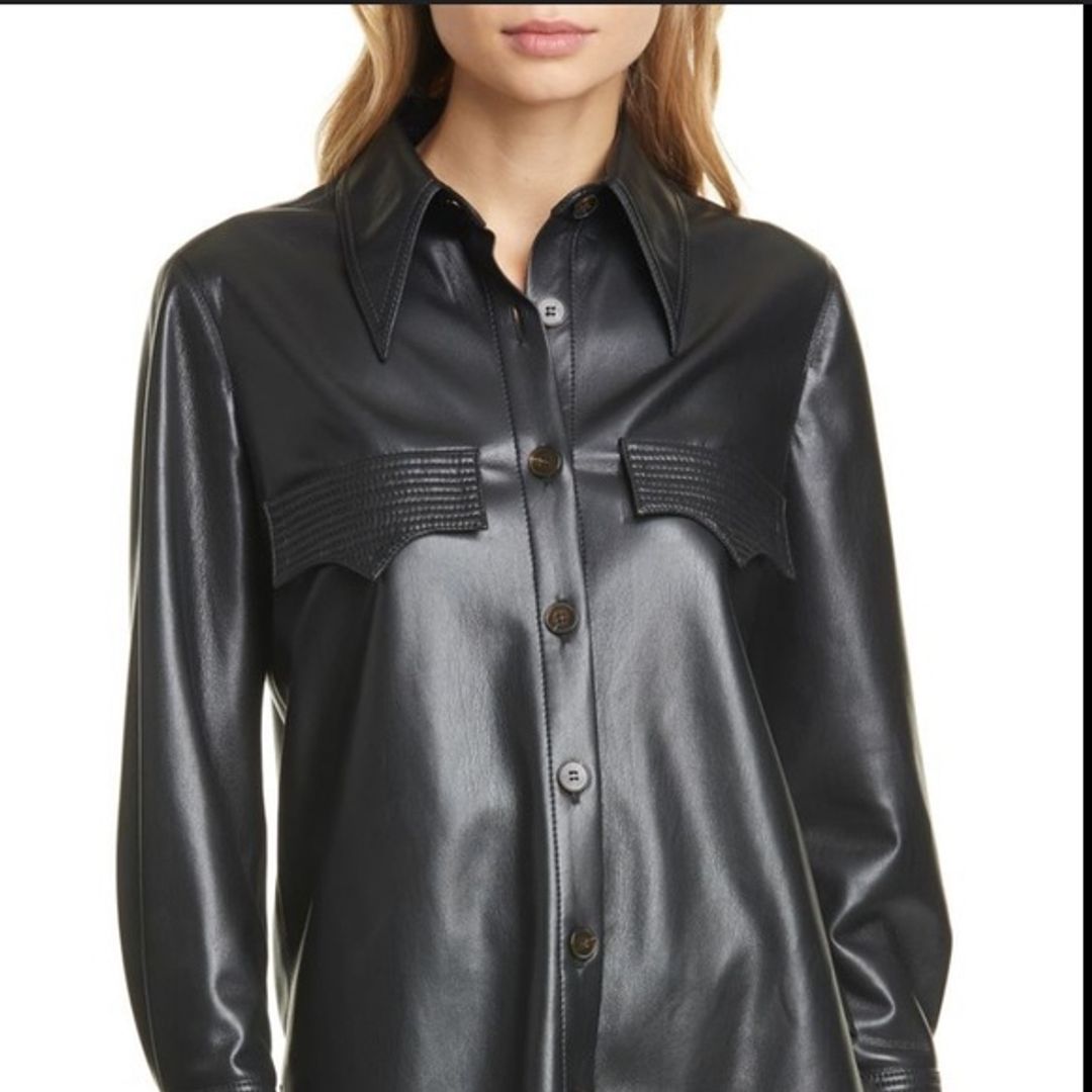 Nanushka Black Vegan Leather Elpi Shirt