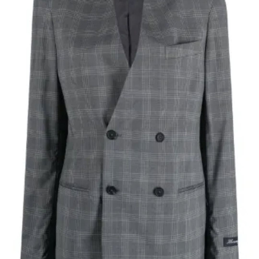 HommeGirls Checked Double-Breasted Gray Blazer