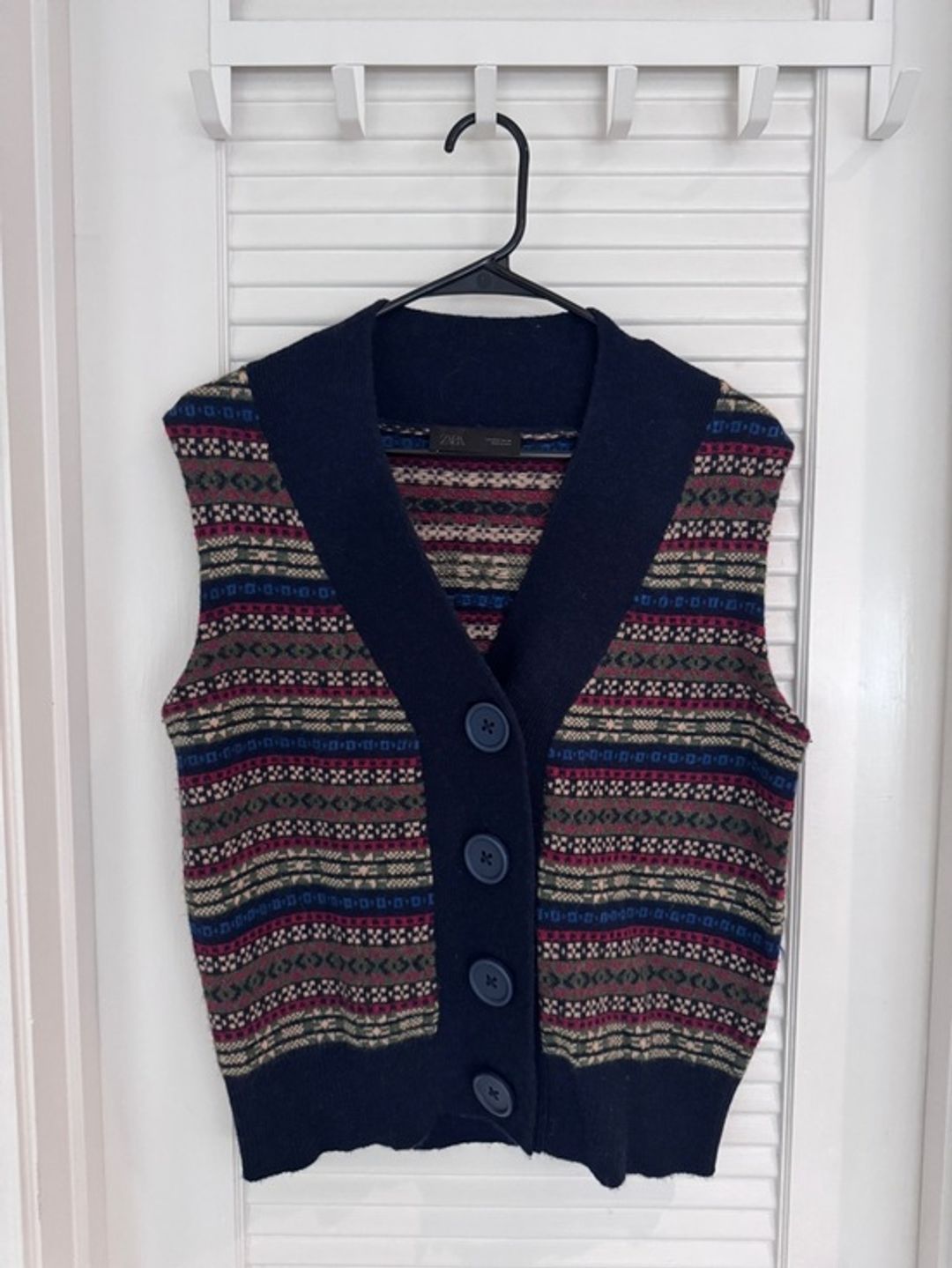 Zara Jacquard Knit Wool Vest