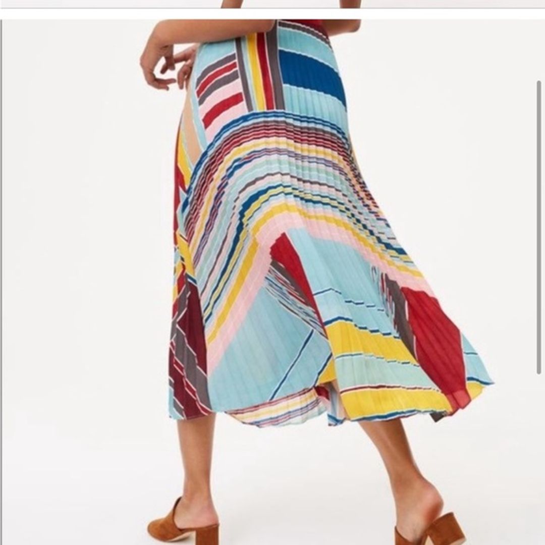 LOFT Cabana Pleated Maxi Skirt in Red