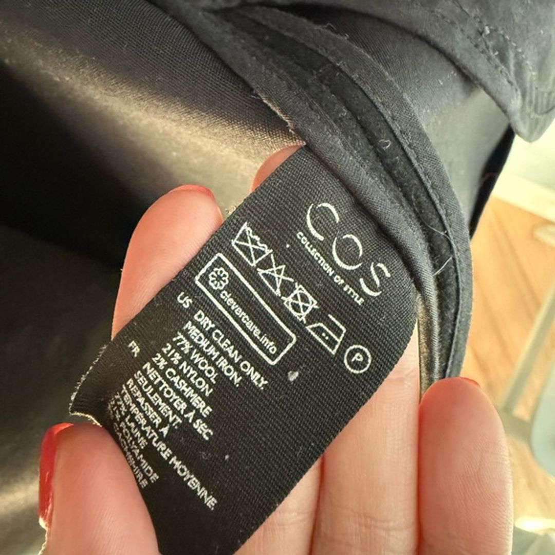 COS Black Hooded Wool Duffle Coat