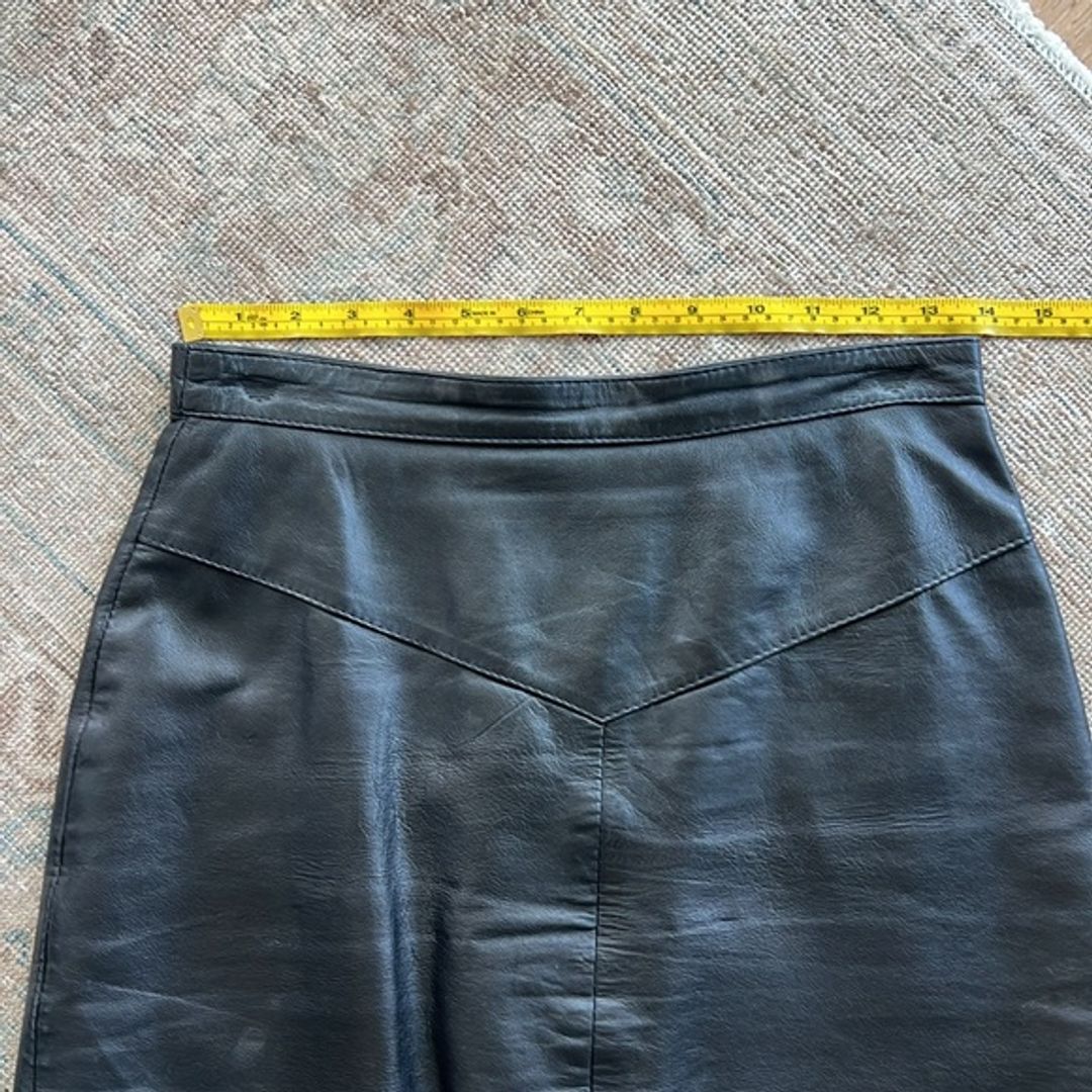 Vintage Black Leather Skirt  Size M