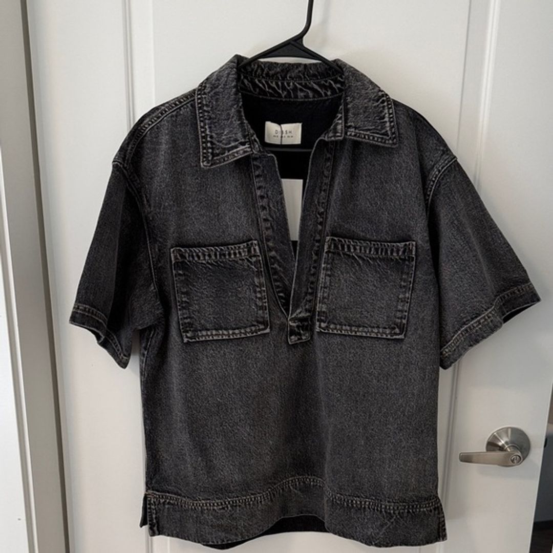 NWT Dissh Mason Washed Black Boxy Denim Shirt in Black