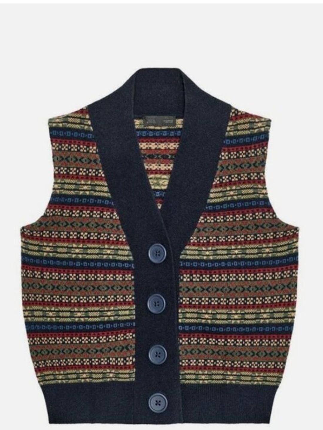 Zara Jacquard Knit Wool Vest