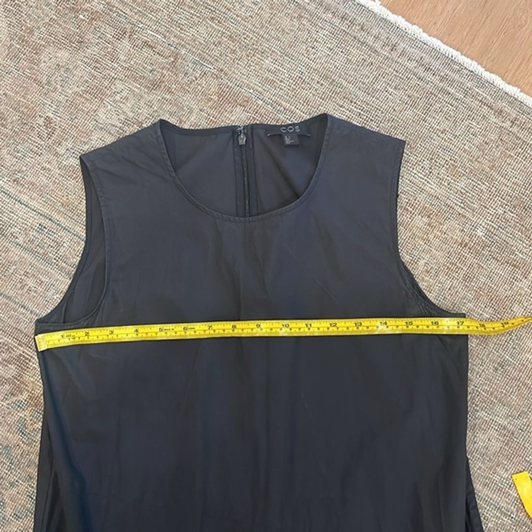 COS A-Line Maxi Dress with Pleated Ruffle Drape in Black or Slate Color