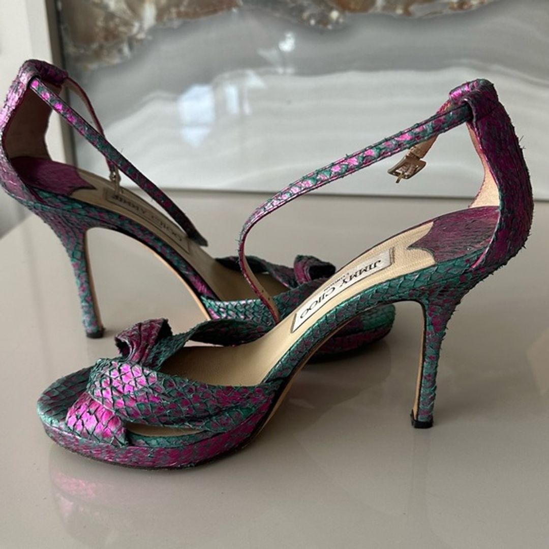Jimmy Choo Pink and Green Iridescent Heels