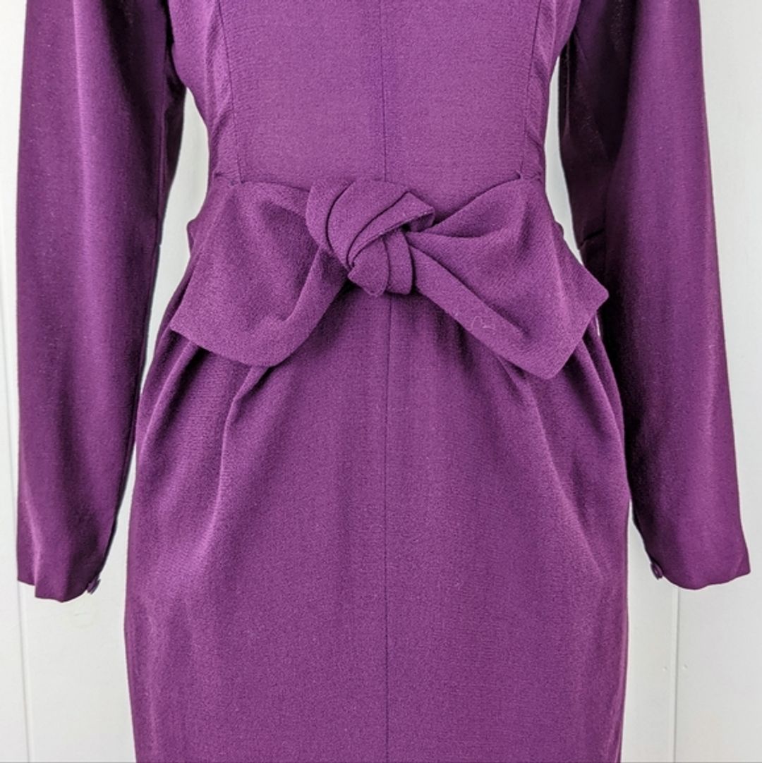 Guy Laroche Vintage 80's Sheath Dress with Bow Detail