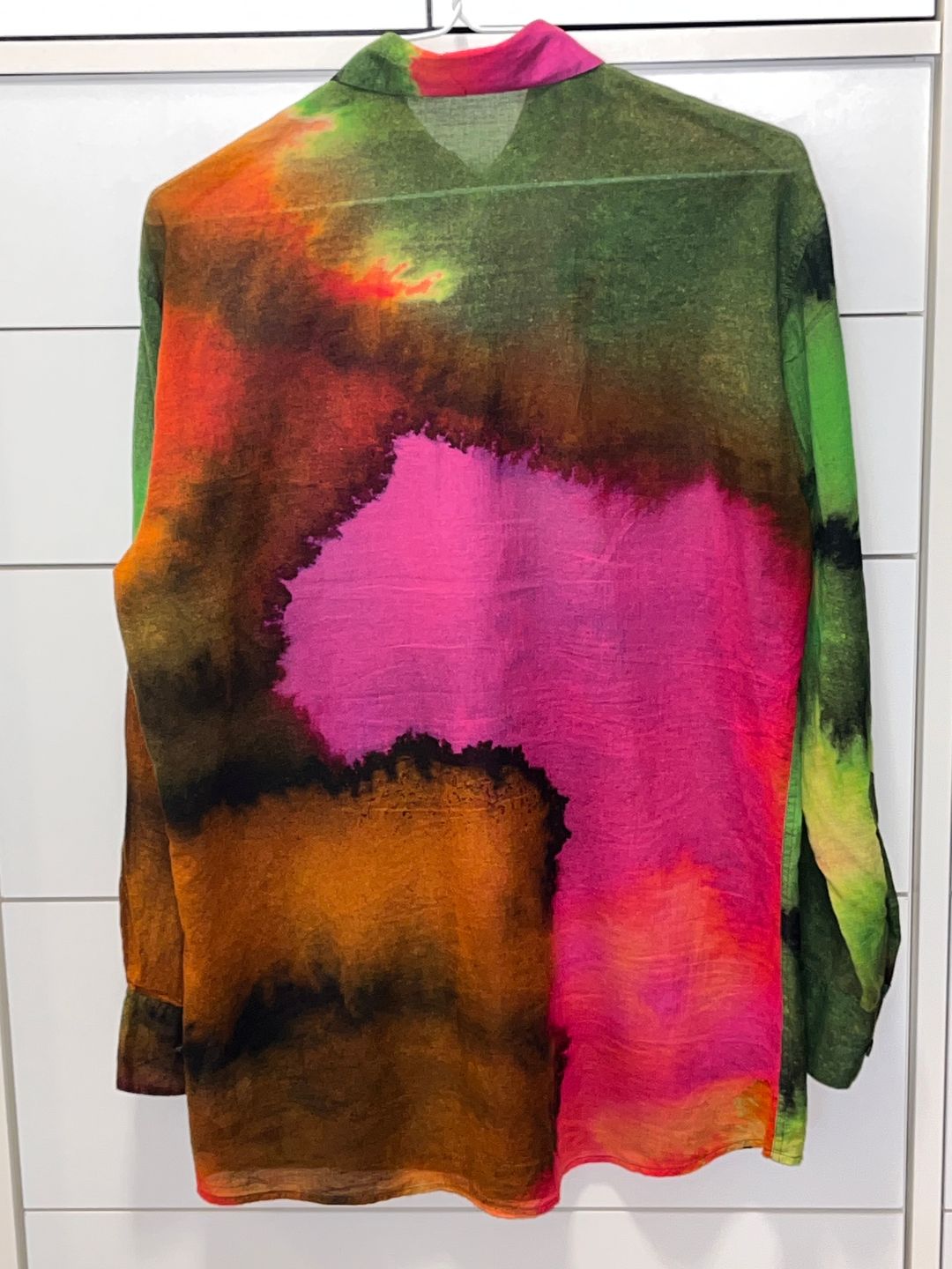 Dries Van Noten ''Clavelly'' Watercolor Shirt in Fuchsia