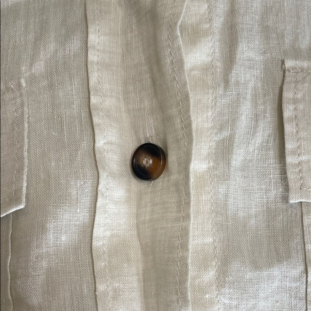 Massimo Dutti Cream Button-Down Linen Shirt
