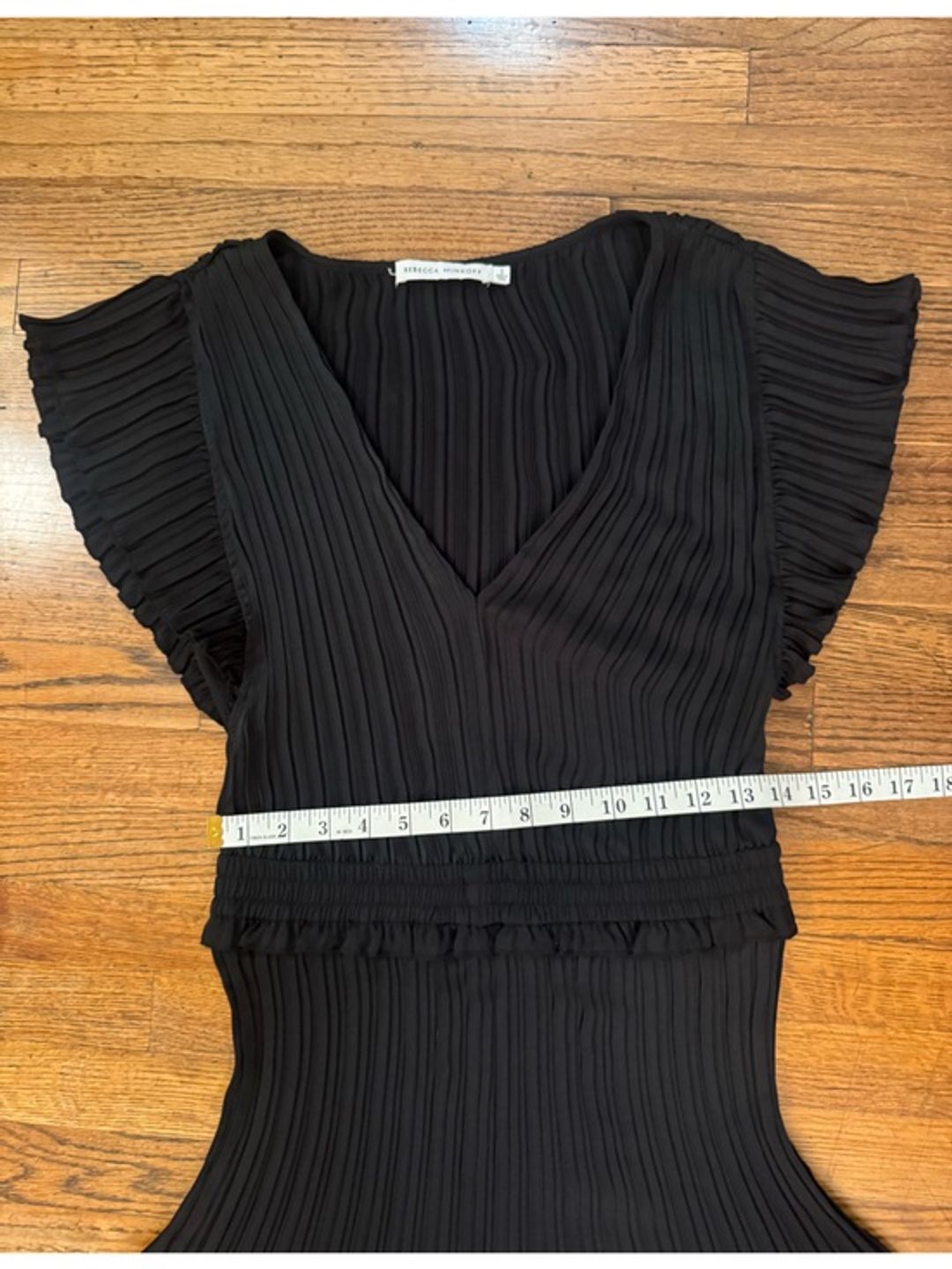 Rebecca Minkoff Cotton Linen Black Pleated Mini Dress