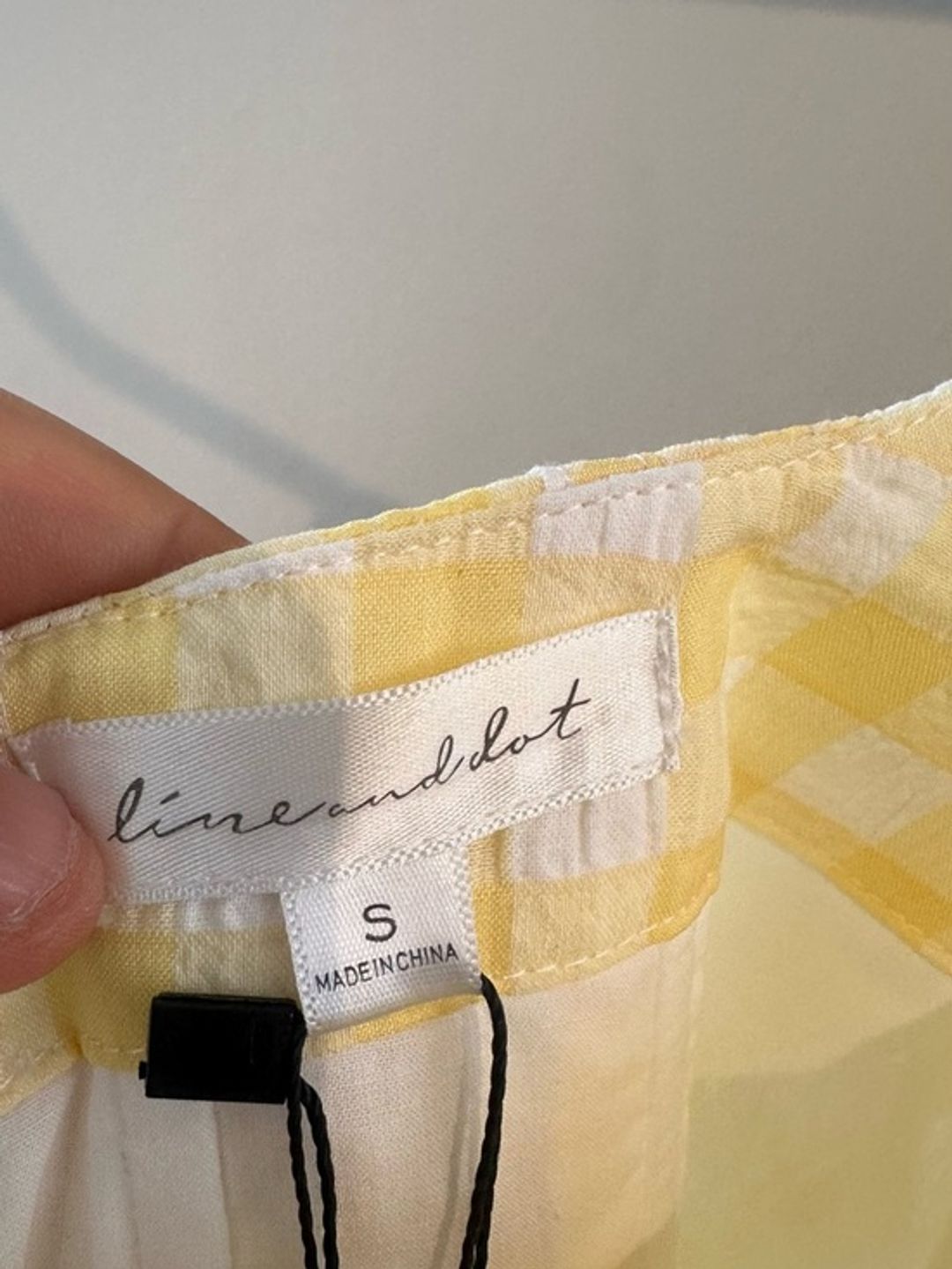 NWT Line & Dot Juni Corset Yellow Gingham Tie-Strap Top