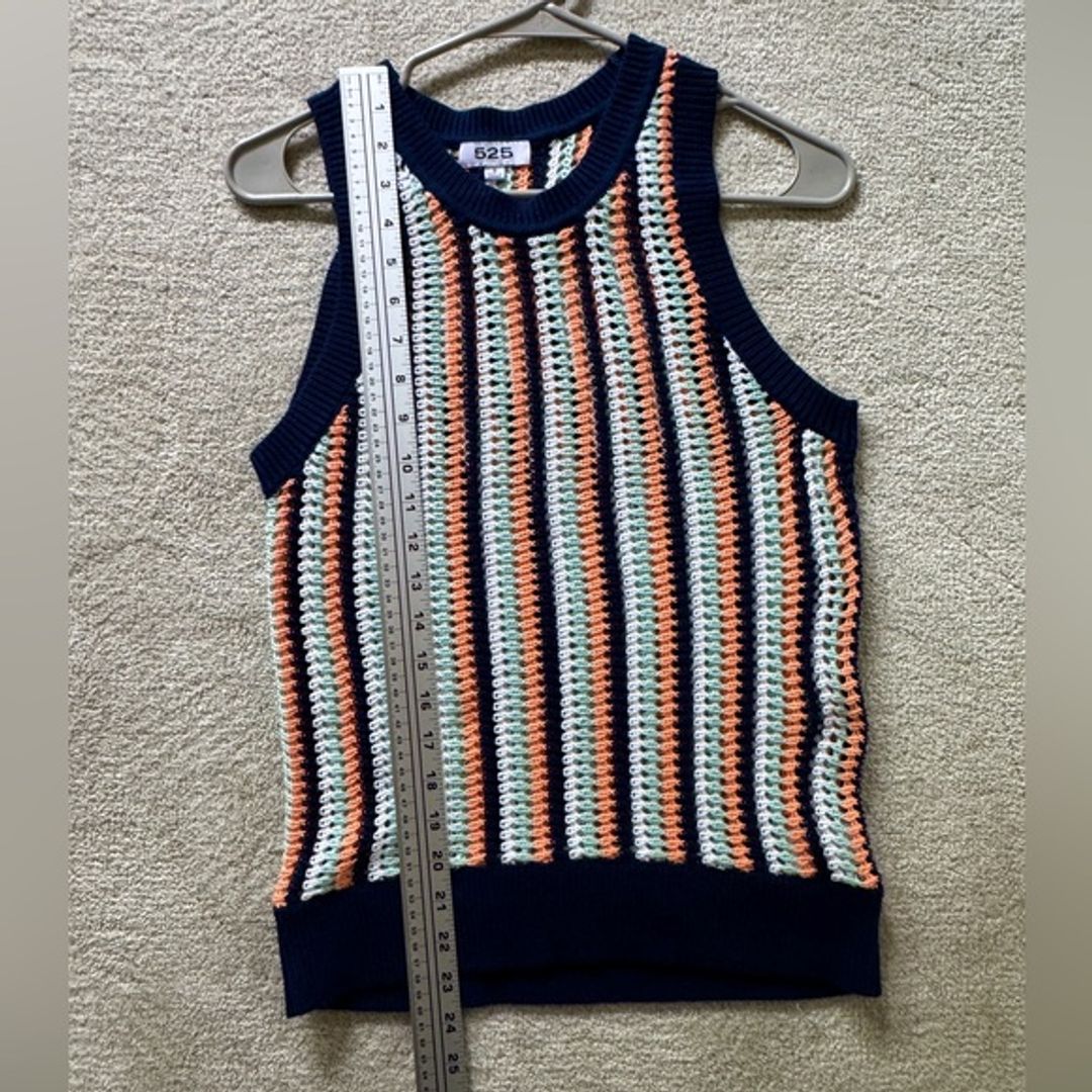 525 America Striped Tank Crochet Sweater