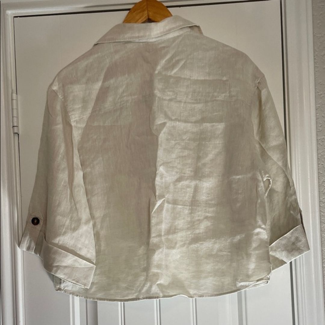 Massimo Dutti Cream Button-Down Linen Shirt