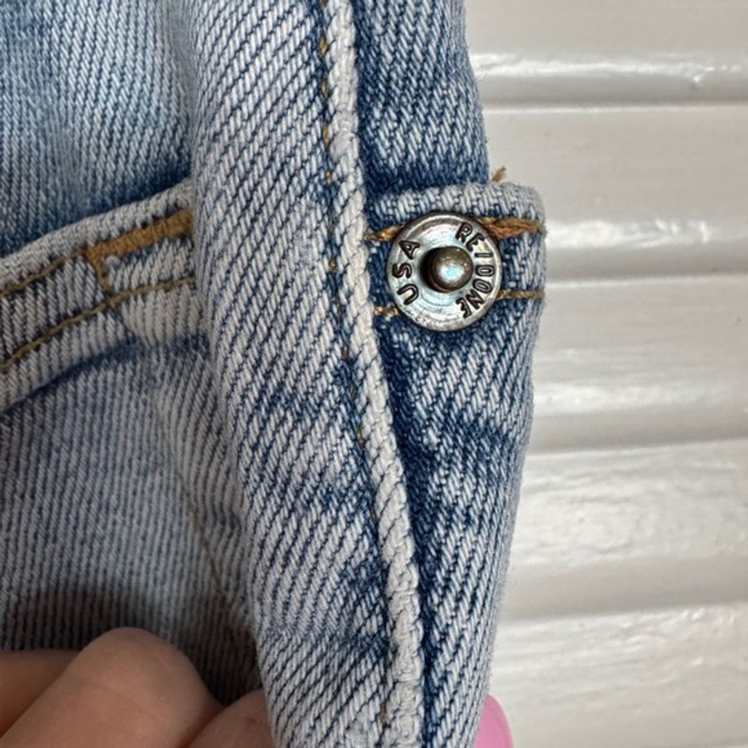 Re/Done Light Blue Straight Jeans with Contrast Stitching