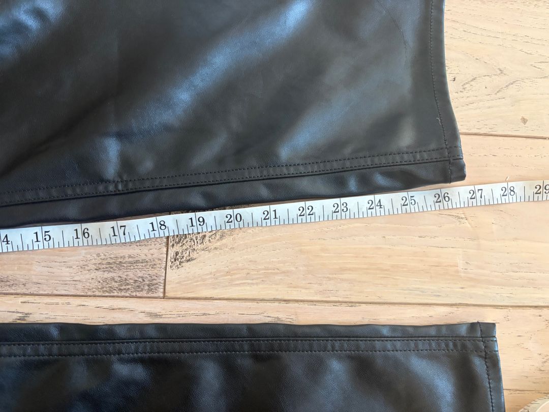 high rise vegan leather cheeky straight pants
