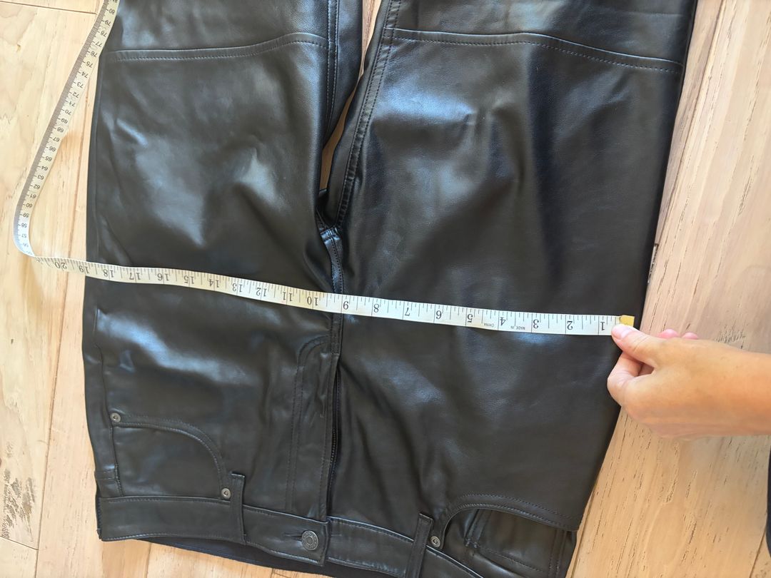 high rise vegan leather cheeky straight pants