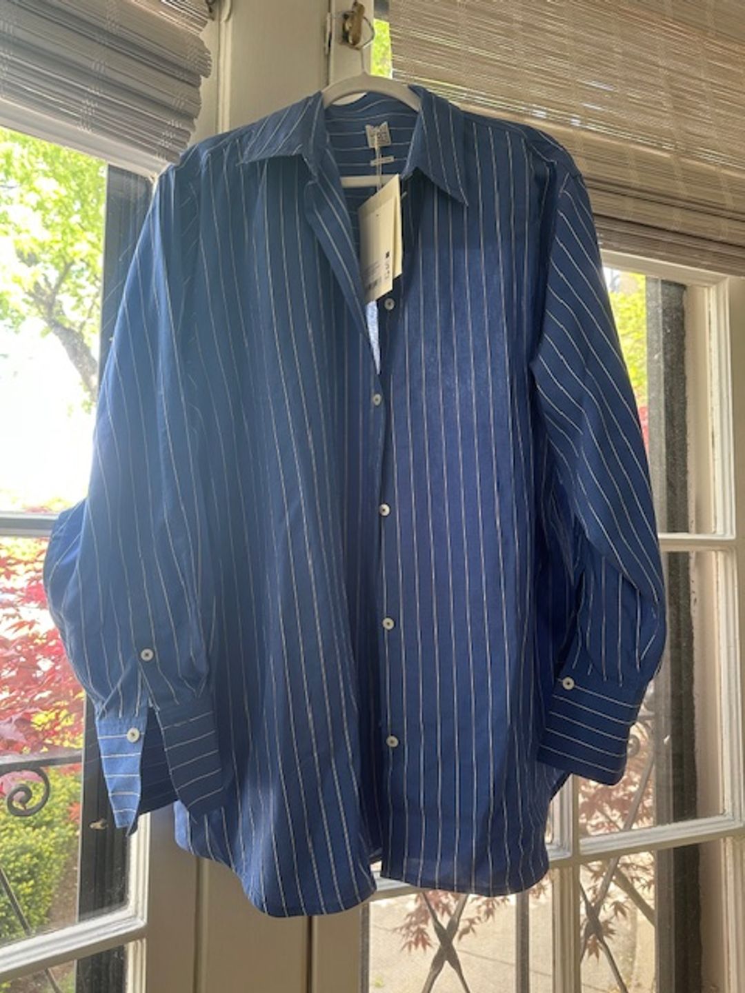 Striped summer shirt cobalt/white